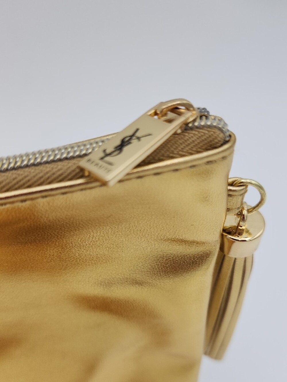 Yves Saint Laurent Metallic Gold Logo Clutch - Picture 3 of 8